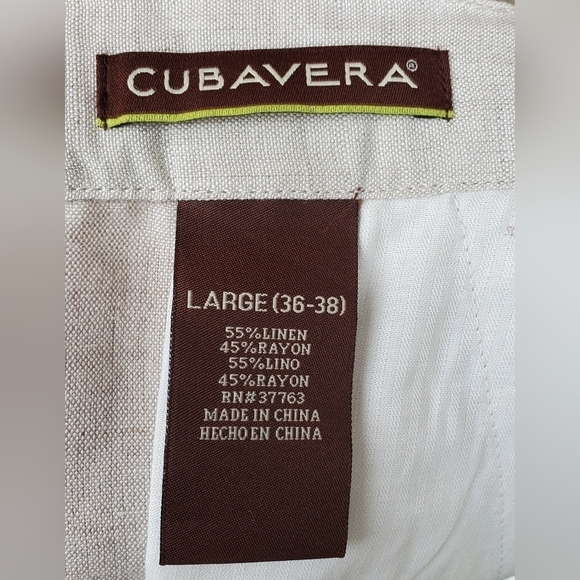 Cubavera Straight Leg Linen Blend Pant Lightweight Off White Cream Large - Picture 6 of 11